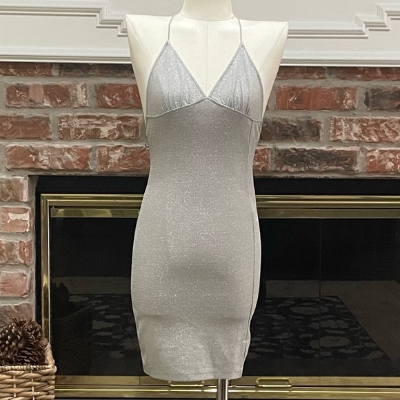 H&M Dresses & Skirts - Divided by H&M silver metallic spaghetti strap knee-length dress / XS / EUC